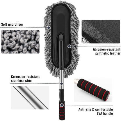 No Dust Magic Car Duster With Handle 360 Degree Rotating Mop